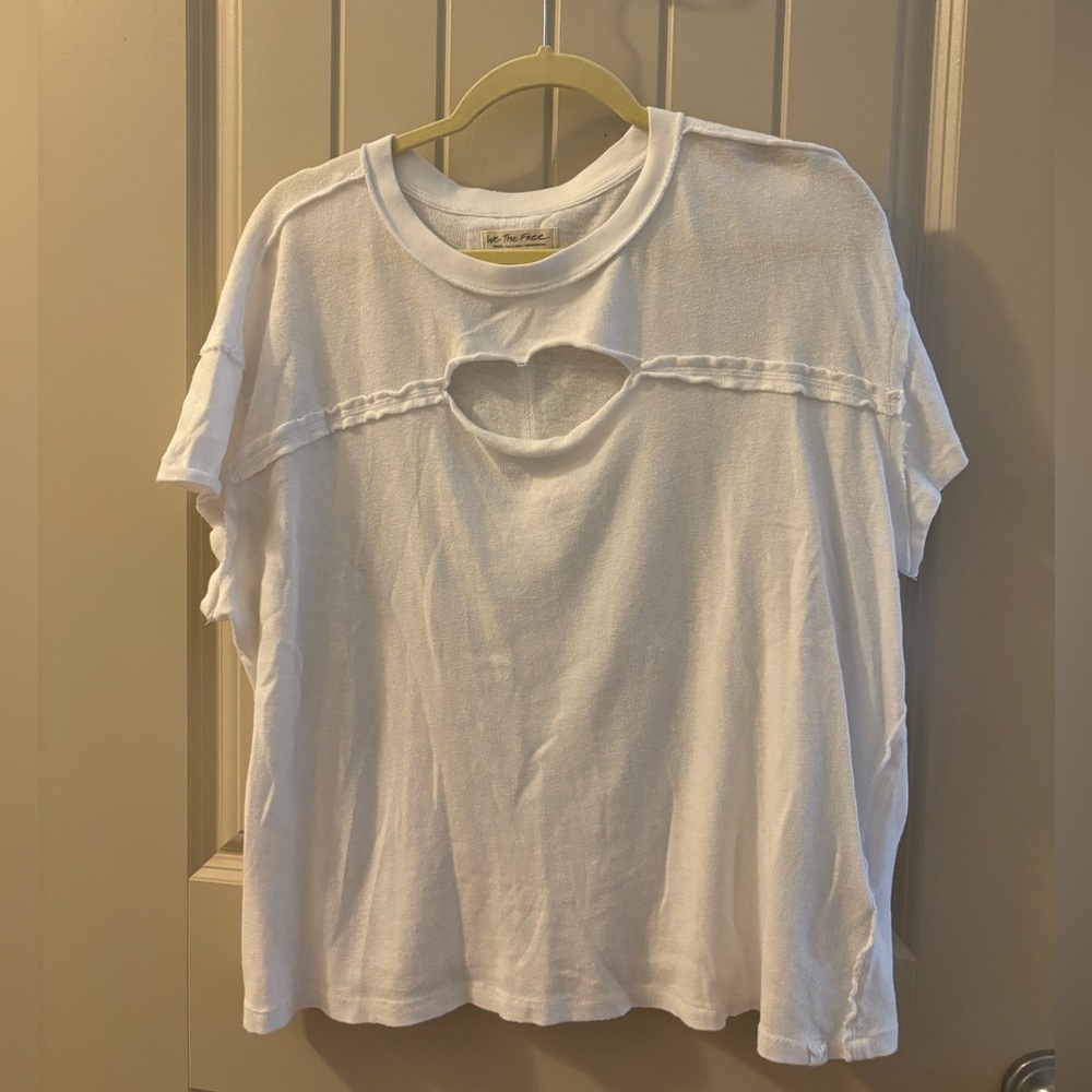 We The Free White Heart Cutout Tee